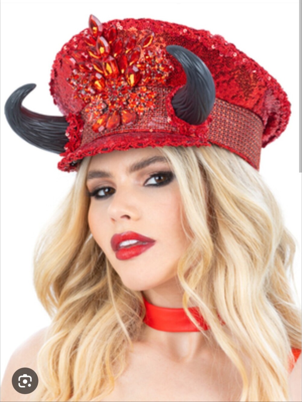 Red Devil Sequined Captain's  Hat